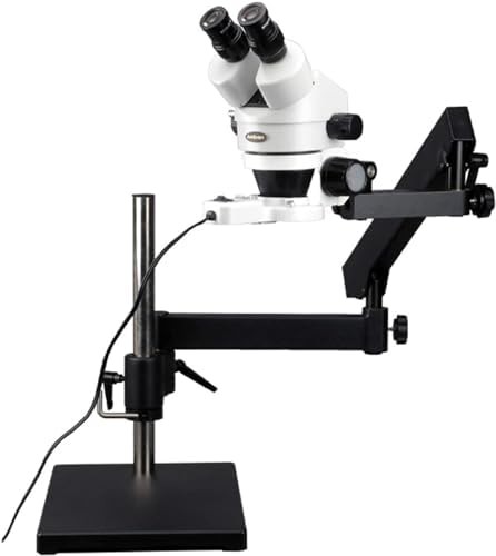 Binocular stereo zoom microscope with boom arm