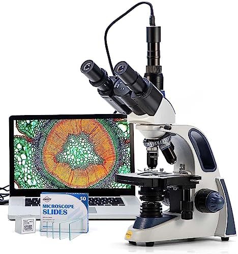 Trinocular microscope with 5MP camera and 100 slides