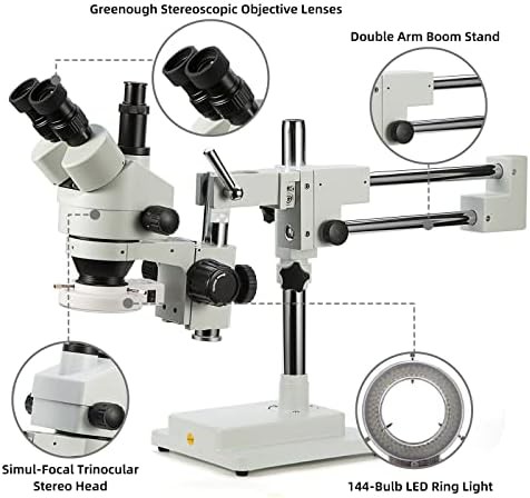 Simul-focal trinocular stereo microscope with boom arm — photo 4