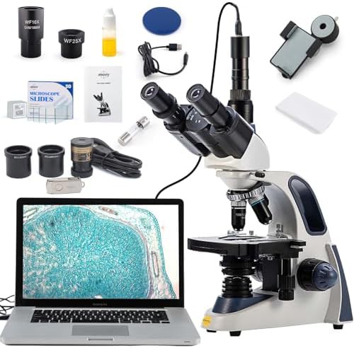 Trinocular microscope with 5MP camera and phone adapter
