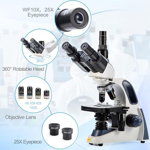 Trinocular microscope with 5MP camera and phone adapter — photo 3
