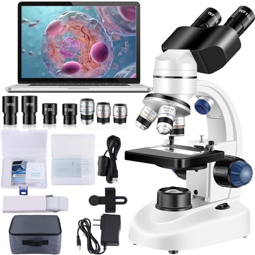 White binocular USB camera education microscope