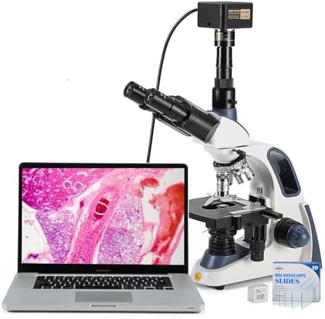 Trinocular microscope with 18MP camera and cover slips