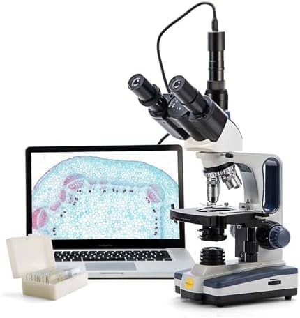 Swift trinocular compound lab microscope with camera