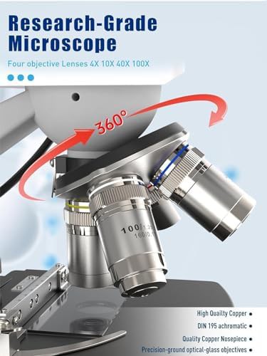 White Trinocular Compound Microscope with LCD Screen — photo 4