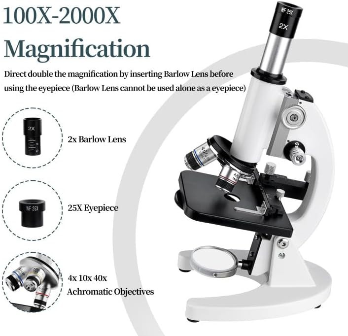 White All-Metal Monocular Compound Microscope — photo 5