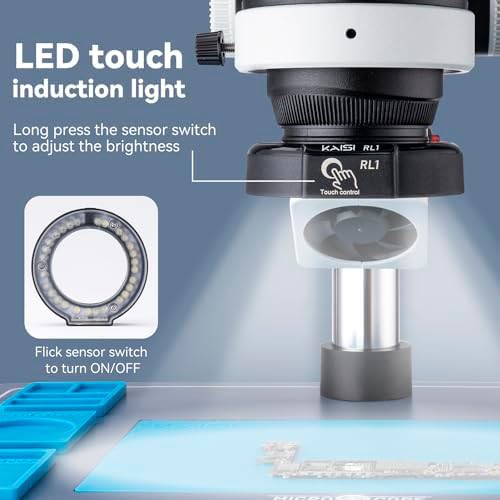 Kaisi professional trinocular microscope for soldering with camera — photo 4