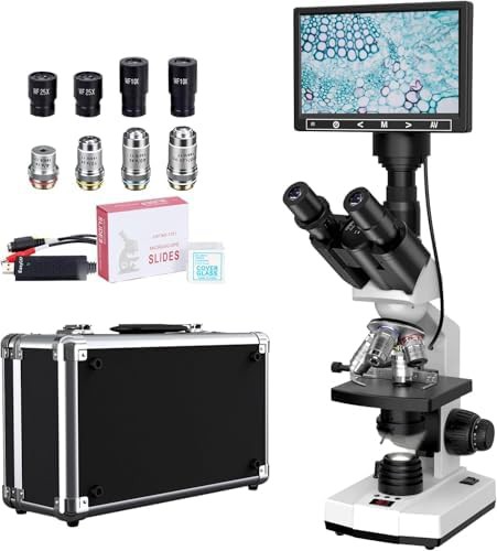 Lab trinocular compound microscope with thermostat stage