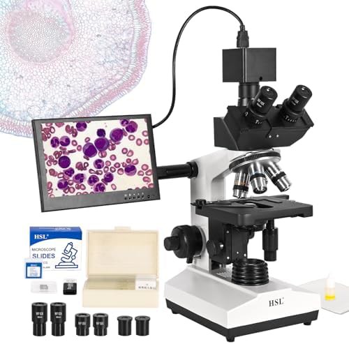 Eight inch trinocular microscope with camera