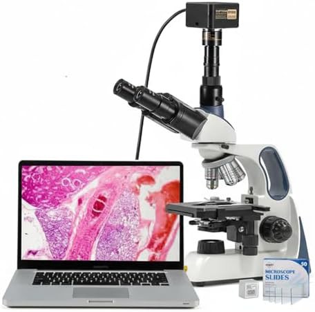 Infinity corrected trinocular microscope with 10MP camera