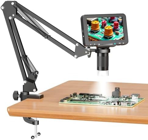 Digital Soldering Microscope with C-Clamp and Flex Arm
