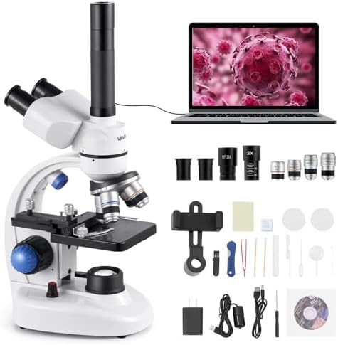 VEVOR Trinocular Microscope with Metal Stand