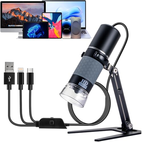 1080P 50-1000x USB Digital Microscope Stand for iPhone Android PC