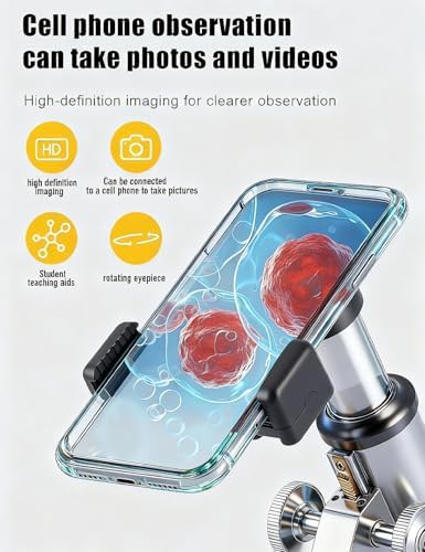 White monocular compound microscope with phone adapter — photo 4