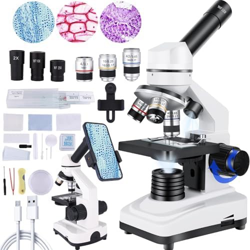Monocular lab microscope with phone adapter