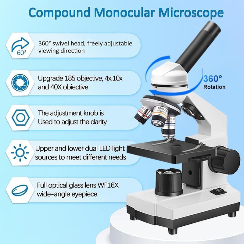 Compound biological microscope with dual LED lighting — photo 5
