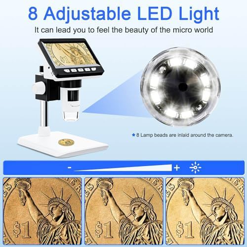White Digital Coin Microscope with LCD Screen — photo 3