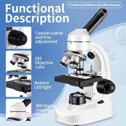 Bright white compound microscope 2000x for students — photo 4